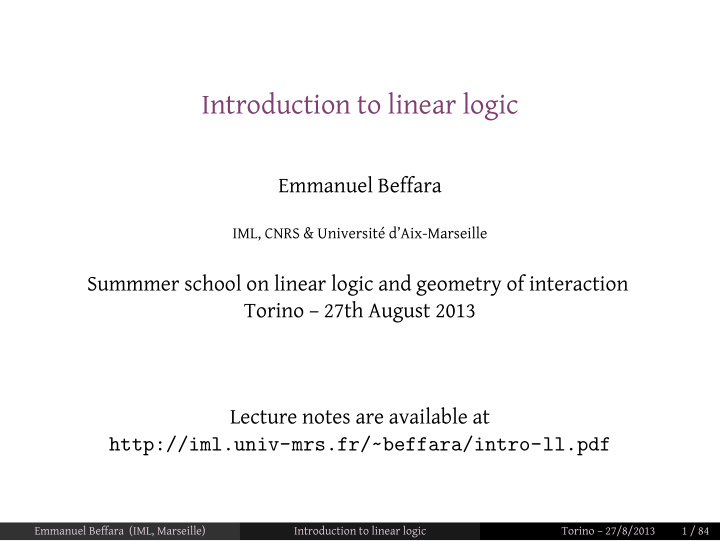 introduction to linear logic