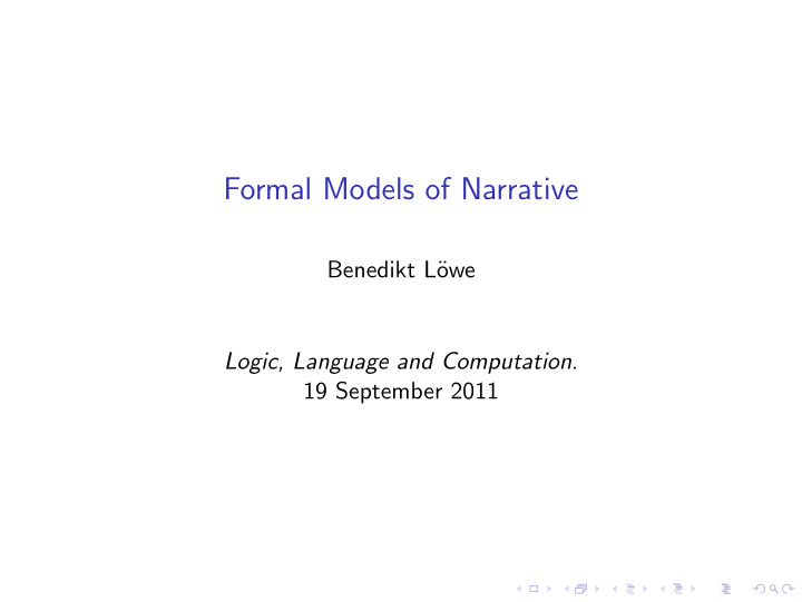 formal models of narrative