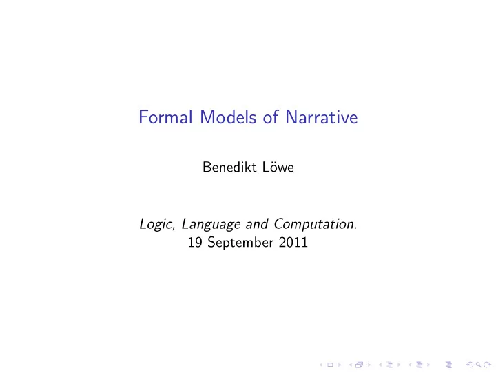 formal models of narrative