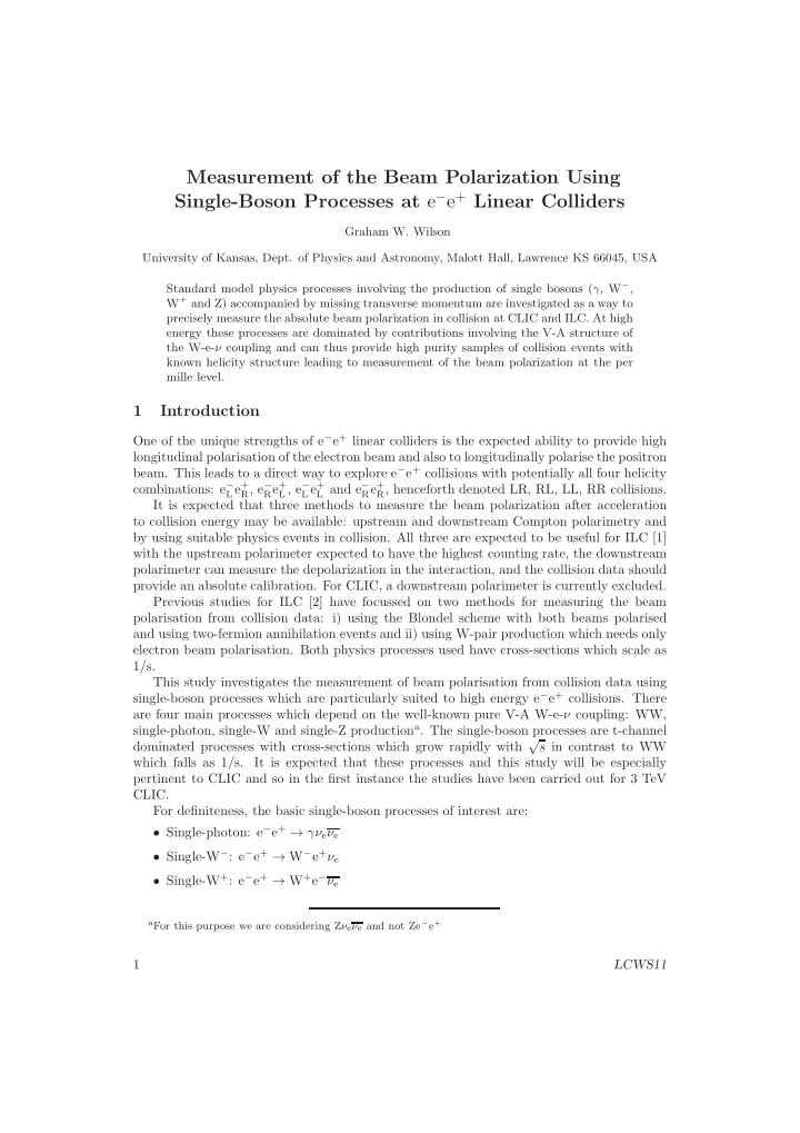 measurement of the beam polarization using single boson