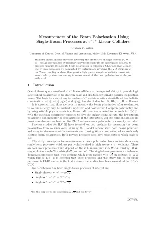 Measurement of the Beam Polarization Using Single-Boson Processes at e  e + Linear Colliders