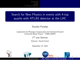 Search for New Physics in events with 4-top  quarks with ATLAS detector at the LHC  Daniela Paredes