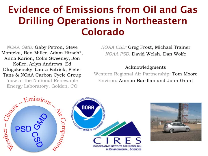 evidence of emissions from oil and gas drilling