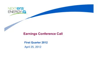 Earnings Conference Call  First Quarter 2012  April 25, 2012  Cautionary Statements And Risk