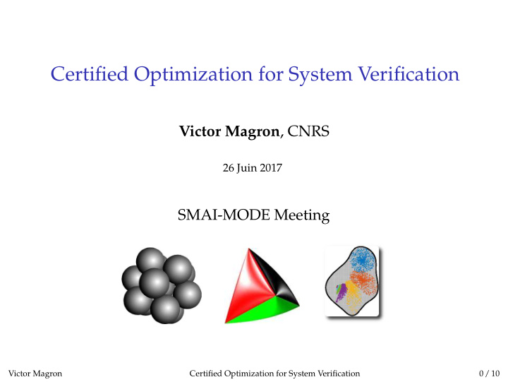 certified optimization for system verification