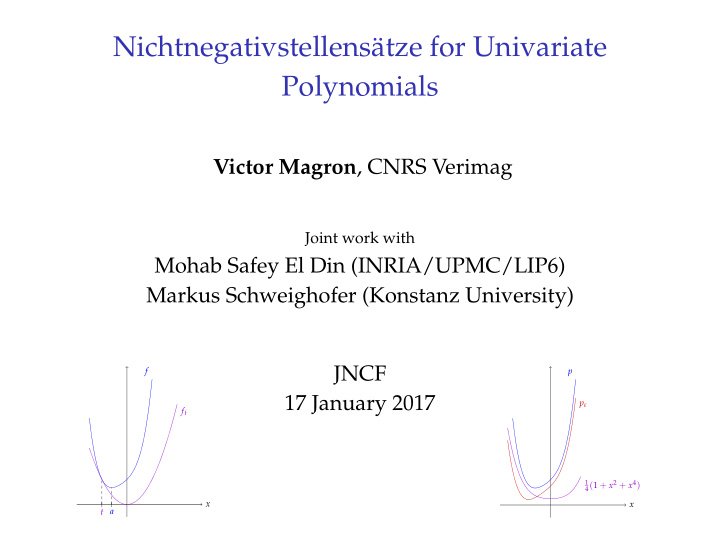 nichtnegativstellens tze for univariate polynomials