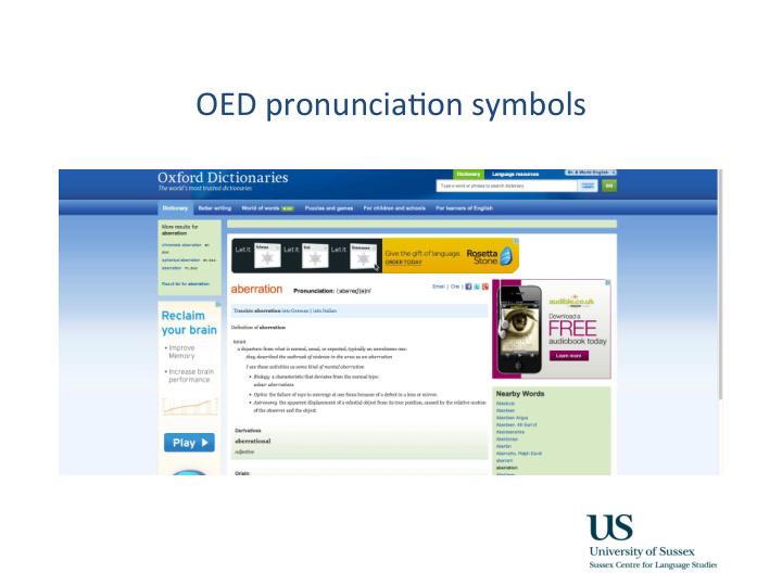 oed pronuncia on symbols