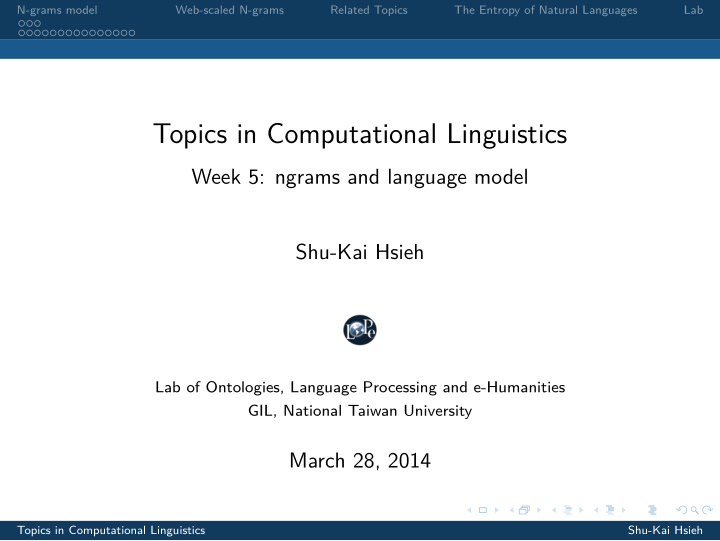 topics in computational linguistics
