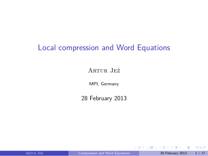 local compression and word equations