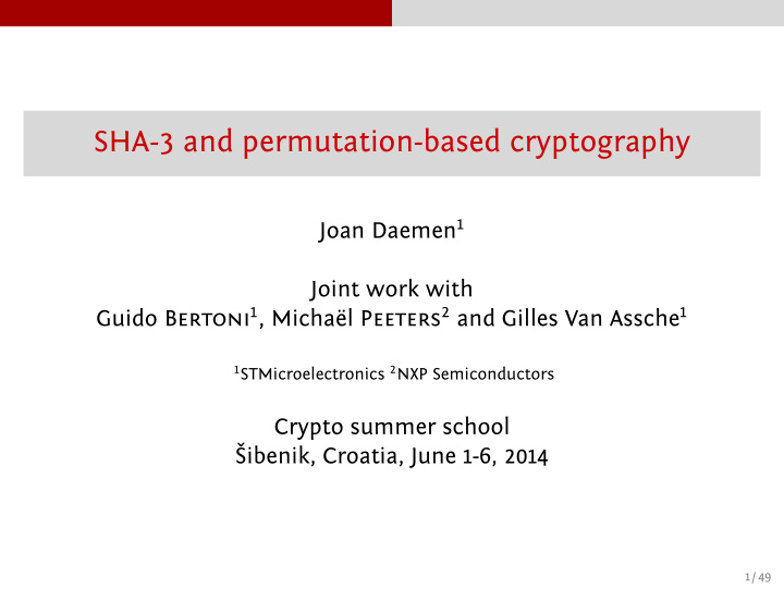 sha 3 and permutation based cryptography