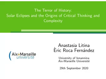 Anastasia Litina  `  Eric Roca Fern  andez  University of Ionannina  Aix-Marseille Universit  e