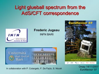 Light glueball spectrum from the  Light glueball spectrum from the  AdS/CFT correspondence  AdS/CFT