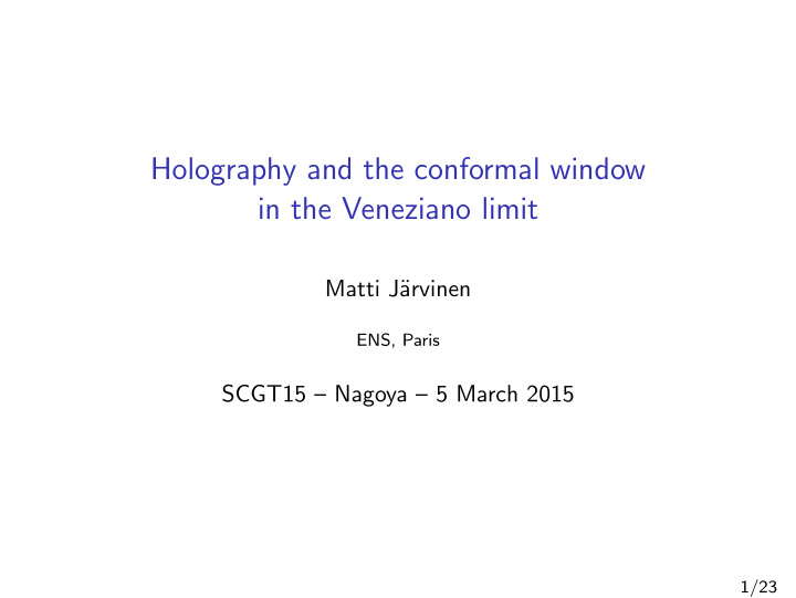 holography and the conformal window in the veneziano limit