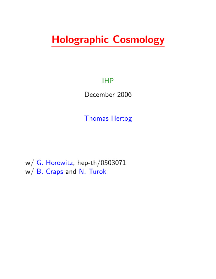 holographic cosmology