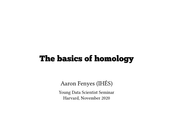 the basics of homology