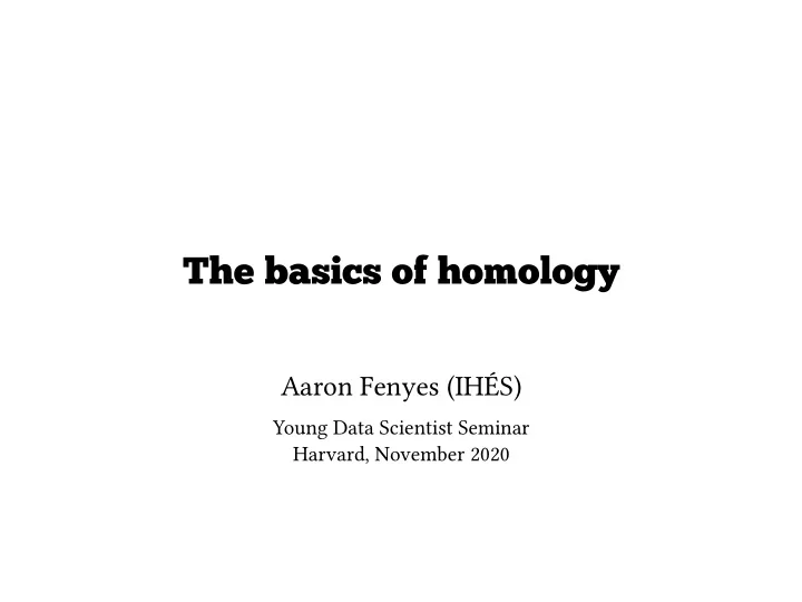 the basics of homology