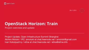 OpenStack Horizon: Train  Project overview and update  Project Update, Open Infrastructure Summit