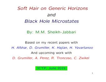 Soft Hair on Generic Horizons  and  Black Hole Microstates  By: M.M. Sheikh-Jabbari  Based on my