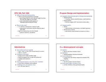 CPS 108, Fall 1999  Program Design and Implementation  Software Design and Implementation