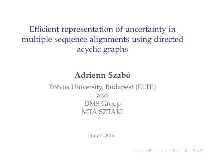 efficient representation of uncertainty in multiple