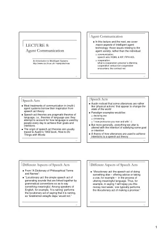 LECTURE 8: macro-aspects of intelligent agent  technology: those issues relating to the  Agent