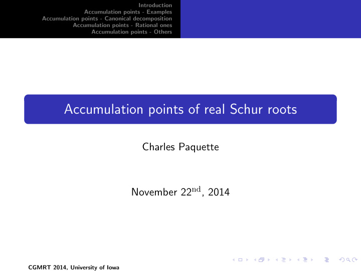 accumulation points of real schur roots