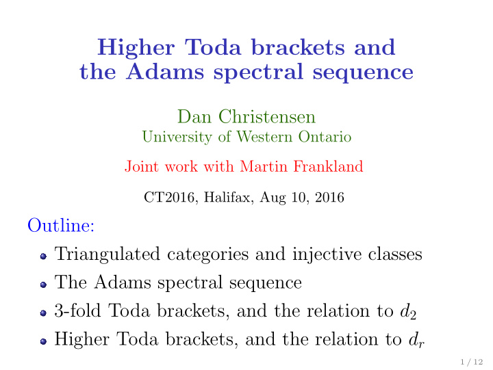 higher toda brackets and the adams spectral sequence