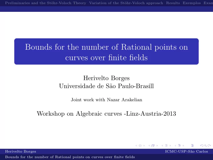 bounds for the number of rational points on curves over