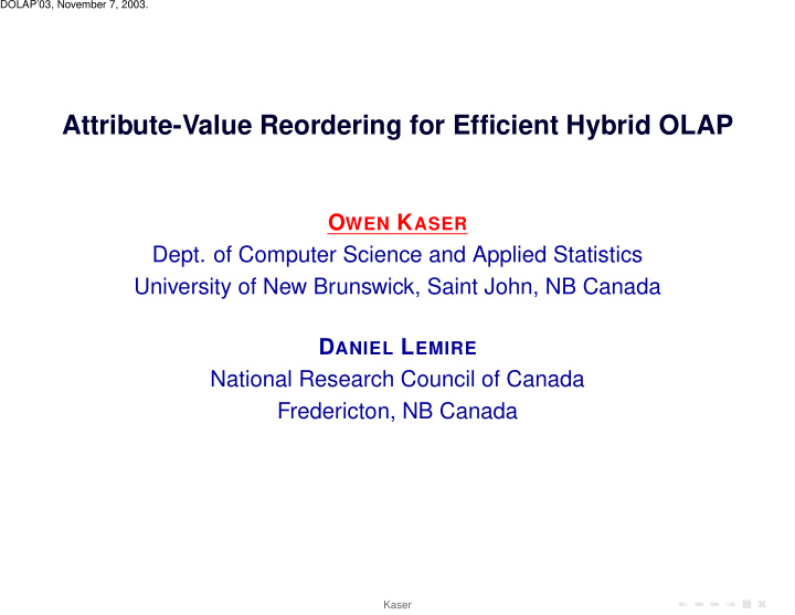 attribute value reordering for efficient hybrid olap