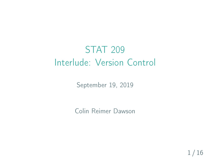 stat 209 interlude version control