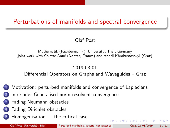 perturbations of manifolds and spectral convergence