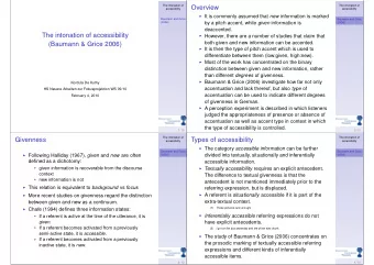 Overview  accessibility  accessibility  It is commonly assumed that new information is marked