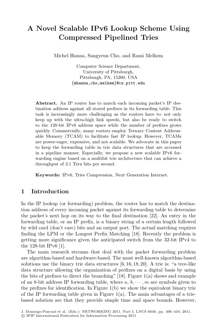 a novel scalable ipv6 lookup scheme using compressed