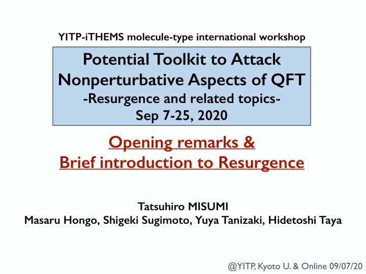 potential toolkit to attack nonperturbative aspects of qft