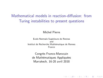 Mathematical models in reaction-diffusion: from  Turing instabilities to present questions  Michel
