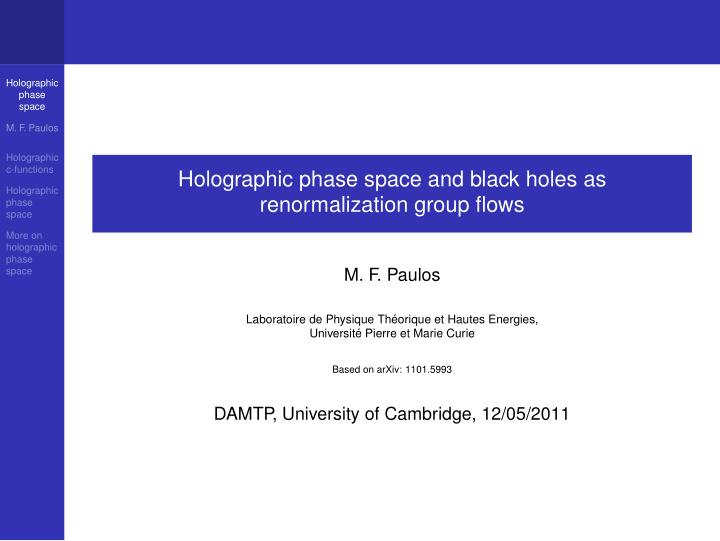 holographic phase space and black holes as