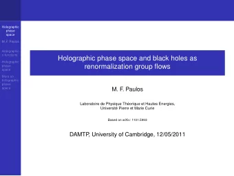 Holographic phase space and black holes as  Holographic  renormalization group flows  phase  space