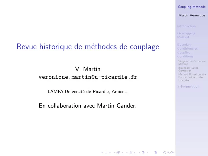 revue historique de m ethodes de couplage