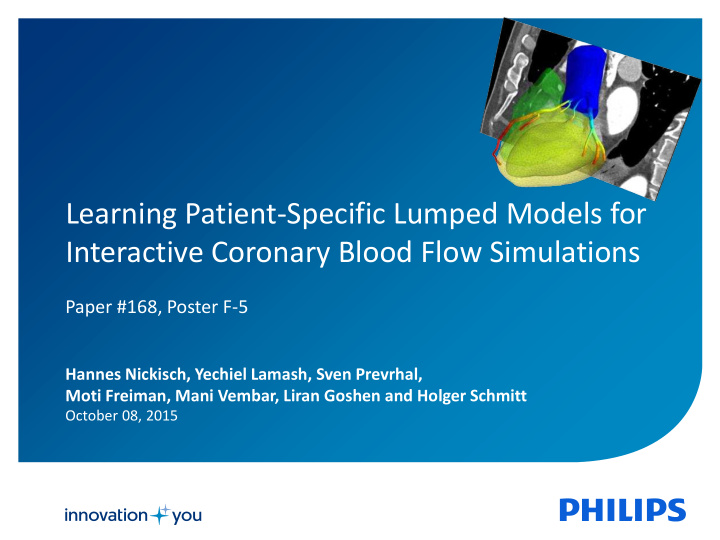 learning patient specific lumped models for