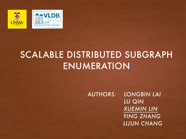 scalable distributed subgraph enumeration