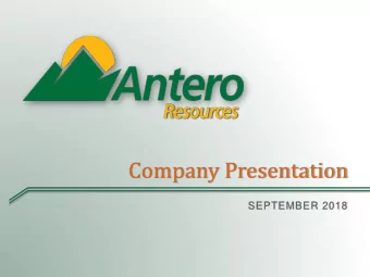 Company Presentation  SEPTEMBER 2018  Cautionary Statement  This presentation includes