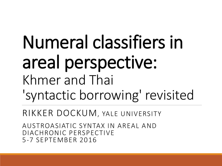 numeral classifiers in areal perspective