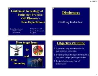 Disclosure:  Pathology Practice:  Old Diseases   New Expectations  Nothing to disclose