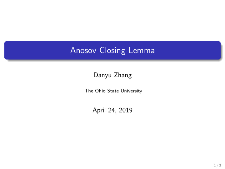 anosov closing lemma