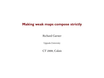 Making weak maps compose strictly  Richard Garner  Uppsala University  CT 2008, Calais  Outline