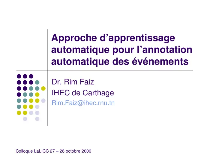 approche d apprentissage automatique pour l annotation