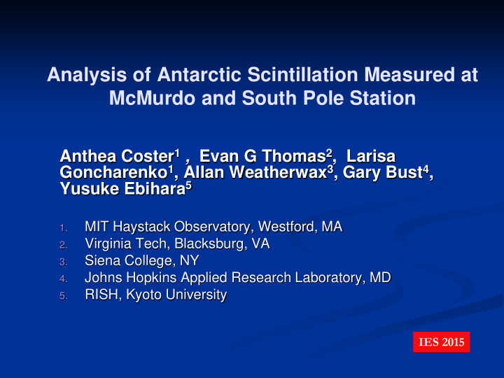 analysis of antarctic scintillation measured at mcmurdo