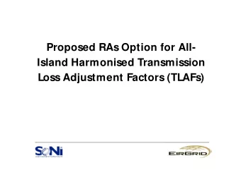 Proposed RAs Option for All-  Island Harmonised Transmission  Loss Adjustment Factors (TLAFs)