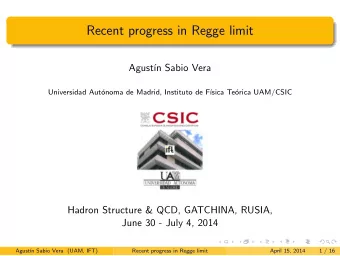 Recent progress in Regge limit  Agust  n Sabio Vera  Universidad Aut  onoma de Madrid,