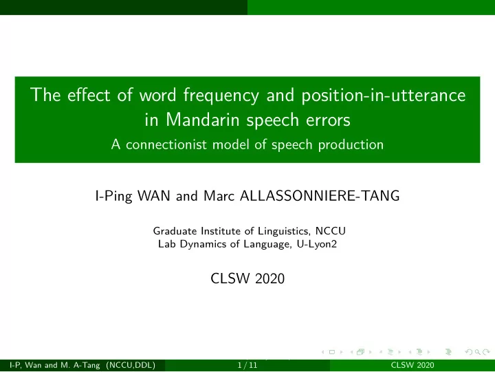 the efgect of word frequency and position in utterance in